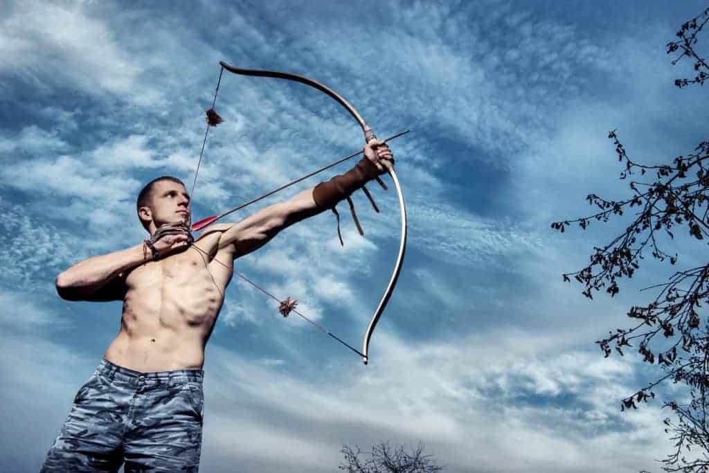 Archery. Young archer training with the bow.